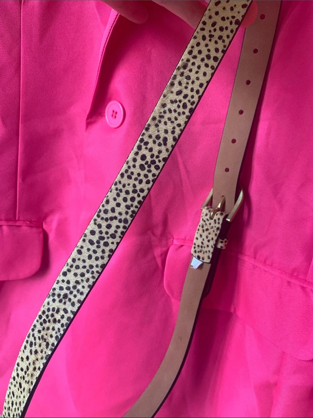 JCrew Spotted Calf Hair Belt in Tan and Black